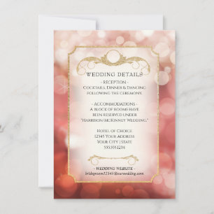 Invitación Elegante Purpurina de oro de Rubor Bokeh Sparkle B