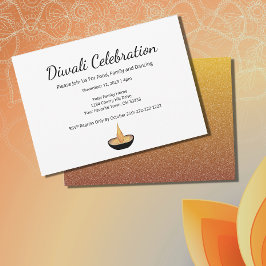 Invitación Elegante Purpurina de oro Diya Lamp Diwali Celebra
