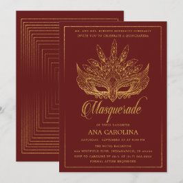 Invitación Elegante Purpurina de oro marrón quinceañera
