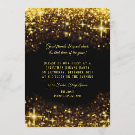 Invitación Elegante Purpurina de oro Navidades Fiesta de cena