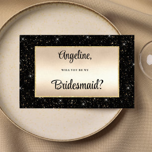 Invitación Elegante purpurina de oro negro confetti Bridesmai