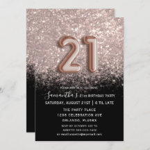 Elegante Purpurina de oro negro y Rosa de cumpleañ