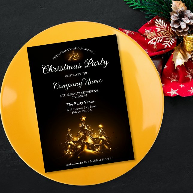 Invitación Elegante Purpurina de oro Pine ChristmasFiesta cor (Subido por el creador)
