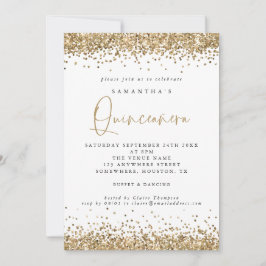 Invitación Elegante Purpurina de Oro Quinceañera 15ª Fiesta