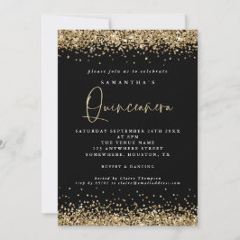 Invitación Elegante Purpurina de oro Quinceañera 15 Fiesta Ne