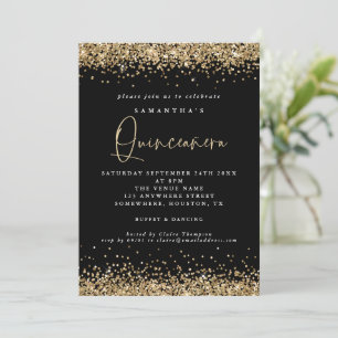 Invitación Elegante Purpurina de oro Quinceañera 15 Fiesta Ne