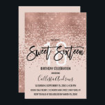Invitación Elegante Purpurina de oro rosa rosa Confetti Sweet<br><div class="desc">Esta moda y glamorosa Invitación Sweet 16 es un diseño moderno y de moda con una imitación de una secuencia de purpurinas dorados brillantemente rosa, un degradado abstracto de color confetti oscuro encima de un fondo rosa oscuro. Es perfecto para el moderno y elegante chica de cumpleaños con su sencilla...</div>