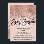 Invitación Elegante Purpurina de oro rosa rosa Confetti Sweet<br><div class="desc">Esta moda y glamorosa Invitación Sweet 16 es un diseño moderno y de moda con una imitación de una secuencia de purpurinas dorados brillantemente rosa, un degradado abstracto de color confetti oscuro encima de un fondo rosa oscuro. Es perfecto para el moderno y elegante chica de cumpleaños con su sencilla...</div>