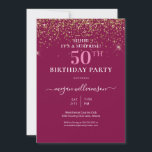 Invitación Elegante Purpurina de Oro Rosado 50 cumpleaños<br><div class="desc">Elegante Purpurina de Oro Rosa Invitación a la fiesta de cumpleaños número 50</div>