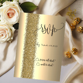 Invitación Elegante Purpurina de oro Script RSVP