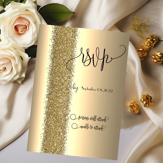 Invitación Elegante Purpurina de oro Script RSVP (Subido por el creador)