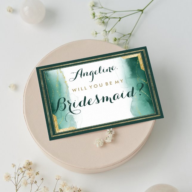 Invitación Elegante purpurina de oro verde esmeralda (Elegant emerald green gold glitter Bridesmaid)