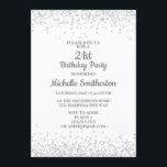 Invitación Elegante Purpurina de Plata Blanca Clásica 21º cum<br><div class="desc">Clásica y elegante invitación a la fiesta de cumpleaños número 21 en blanco con purpurina plateado y fuente caligráfica.</div>