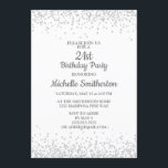Invitación Elegante Purpurina de Plata Blanca Clásica 21º cum<br><div class="desc">Clásica y elegante invitación a la fiesta de cumpleaños número 21 en blanco con purpurina plateado y fuente caligráfica.</div>