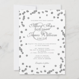 Invitación Elegante Purpurina de plata de matrimonio Confetti