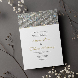 Invitación Elegante purpurina de plata dorada blanco Boda de 