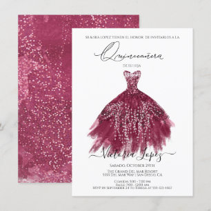 Invitación Elegante Purpurina de Quinceañera esparce cemento 