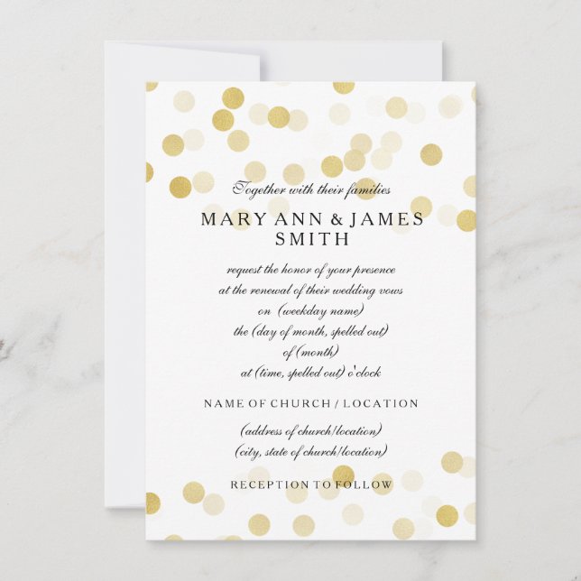 Invitación Elegante Purpurina de Relieve metalizado dorado Fa (Anverso)