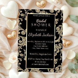 Invitación Elegante Purpurina dorado Swirls Bridal Shower