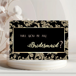 Invitación Elegante Purpurina dorado Swirls Bridesmaid Card