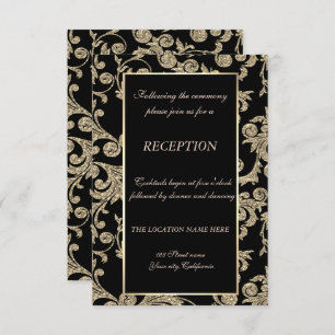 Invitación Elegante Purpurina dorado Swirls Recepción de boda