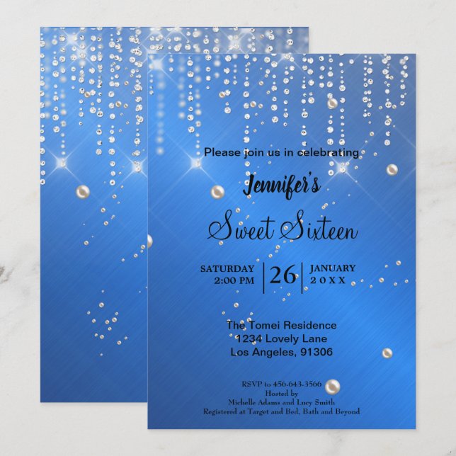 Invitación Elegante purpurina Dulce (Anverso / Reverso)