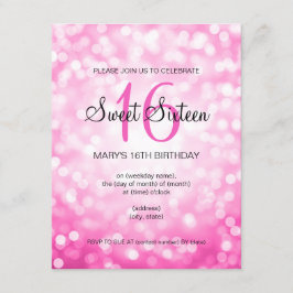 Invitación Elegante Purpurina dulce 16 cumpleaños
