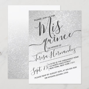 Invitación Elegante Purpurina espumoso blanco Ombre Quinceañe