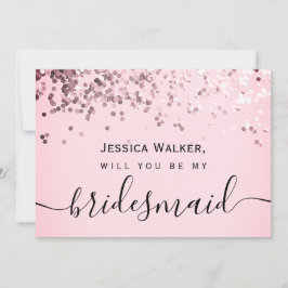 Invitación Elegante Purpurina estética simple mi dama de hono