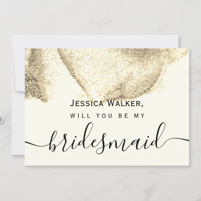 Invitación Elegante Purpurina estética simple mi dama de hono (Anverso)