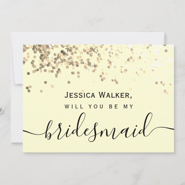 Invitación Elegante Purpurina estética simple mi dama de hono (Anverso)