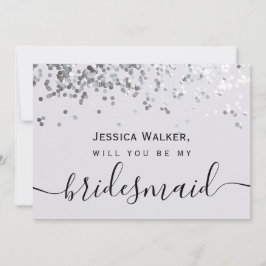 Invitación Elegante Purpurina estética simple mi dama de hono