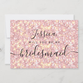 Invitación Elegante Purpurina estética simple mi dama de hono