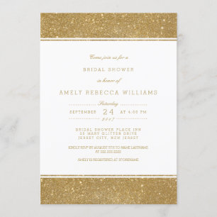 Invitación Elegante Purpurina Faux Gold Nodal Shower Invite