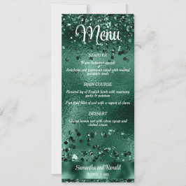 Invitación Elegante Purpurina Faux Green y menú Boda Relieve 