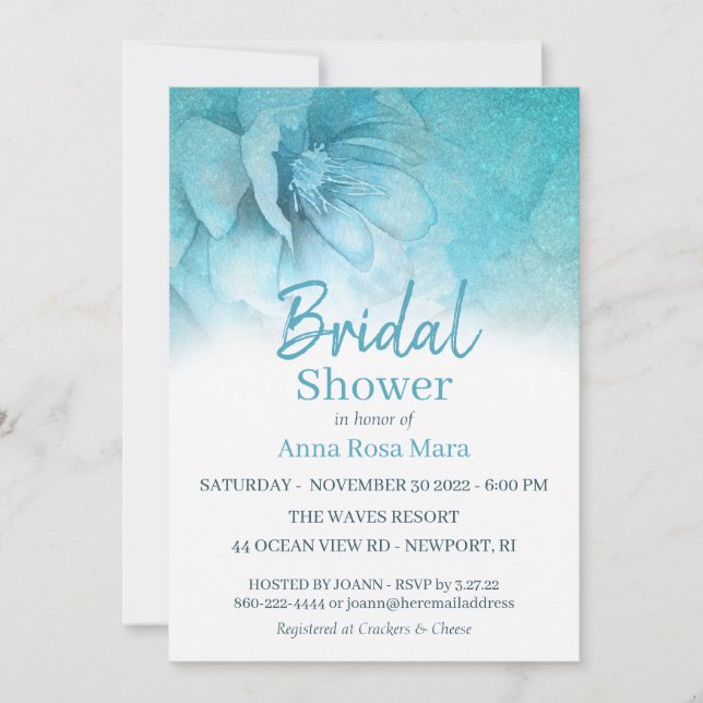 Invitación ** Elegante Purpurina Floral Pastel Bridal Shower (Anverso)