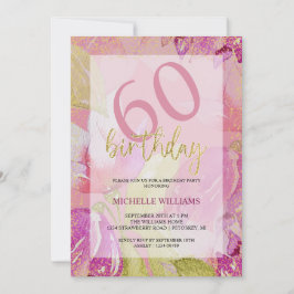 Invitación Elegante Purpurina Gold Caligraphy Cumpleaños