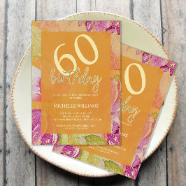 Invitación Elegante Purpurina Gold Caligraphy Cumpleaños