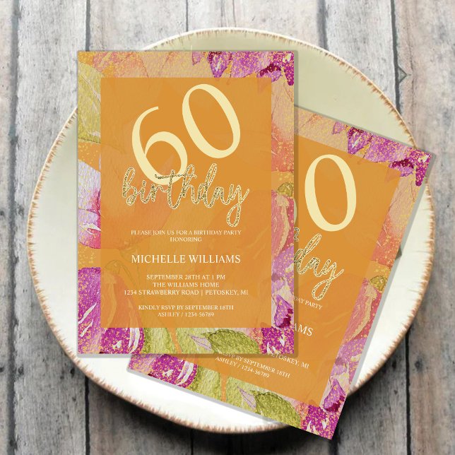 Invitación Elegante Purpurina Gold Caligraphy Cumpleaños (Subido por el creador)