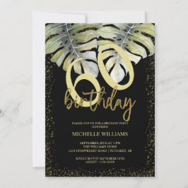 Invitación Elegante Purpurina Gold Caligraphy Cumpleaños