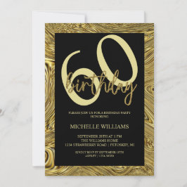 Invitación Elegante Purpurina Gold Caligraphy Cumpleaños