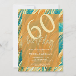 Invitación Elegante Purpurina Gold Caligraphy Cumpleaños