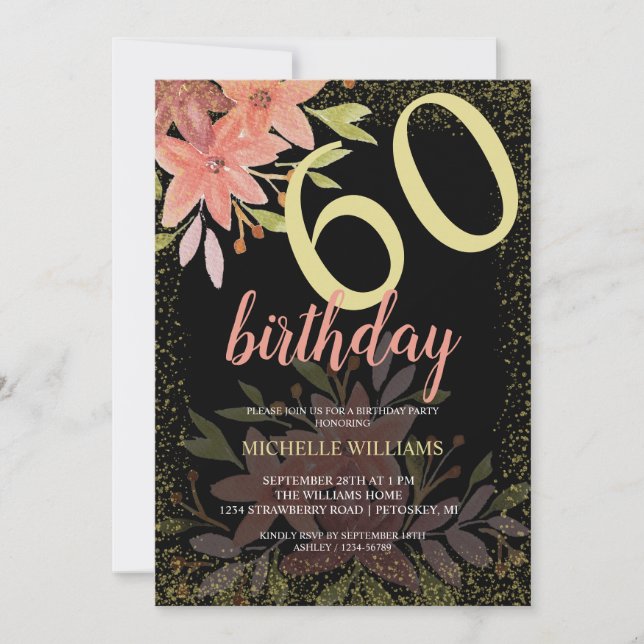 Invitación Elegante Purpurina Gold Terracota Rústica Floral (Anverso)