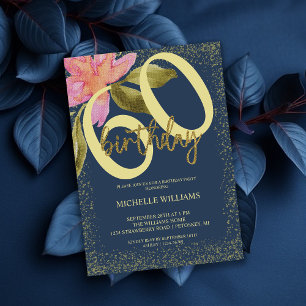 Invitación Elegante Purpurina Gold Watercolor Floral Moda Inv