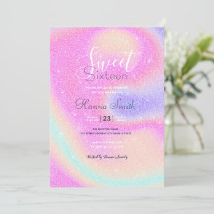 Invitación Elegante Purpurina gradiente Swirl Holographic
