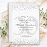Invitación Elegante Purpurina gris plateado blanco 30 cumplea<br><div class="desc">Clásica invitación a la fiesta de cumpleaños número 30 en blanco con purpurina gris y plata y elegante fuente caligráfica.</div>