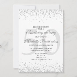 Invitación Elegante Purpurina gris plateado blanco 50 cumplea