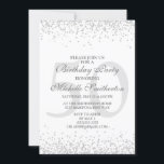 Invitación Elegante Purpurina gris plateado blanco 50 cumplea<br><div class="desc">Clásica invitación de fiesta de cumpleaños número 50 en blanco con purpurina gris y plata y elegante fuente caligráfica.</div>