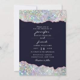 Invitación Elegante Purpurina Holográfico Pastel Agate