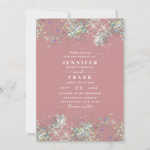 Invitación Elegante Purpurina holográfico Sparkles Dusty Rosa